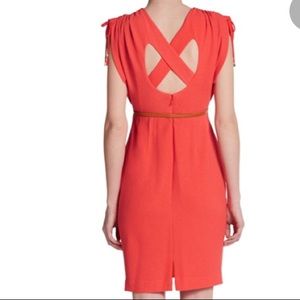 Kay Unger Orange Ruched Kimono-Sleeve Dress